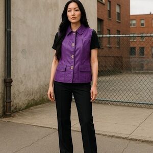 Lisa International Lamb skin Purple vest